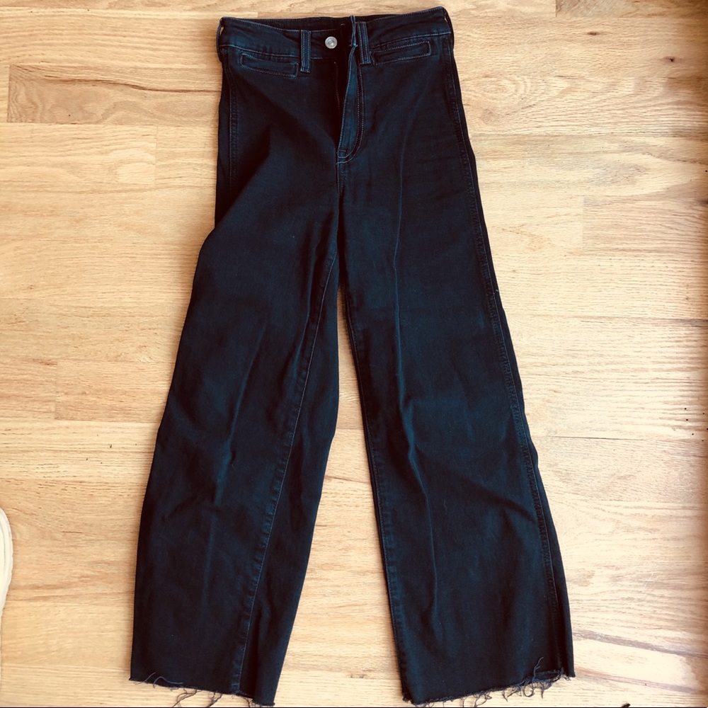 & Denim Wide Leg High Waisted Culotte Jeans